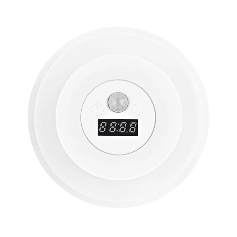 DMS-A2501 Умная светодиодная настенная лампа с датчиком движения и цифровыми часами, ночной светильник, 3 цвета свечения, управление пультом — белый