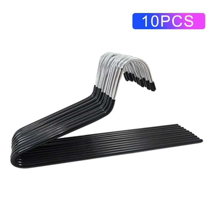 10 Stück 29 cm multifunktionaler Z-förmiger Hosen-Kleiderbügel, Gänsekleiderbügel, rutschfeste Aufbewahrungsregale - Rückwärts / Schwarz