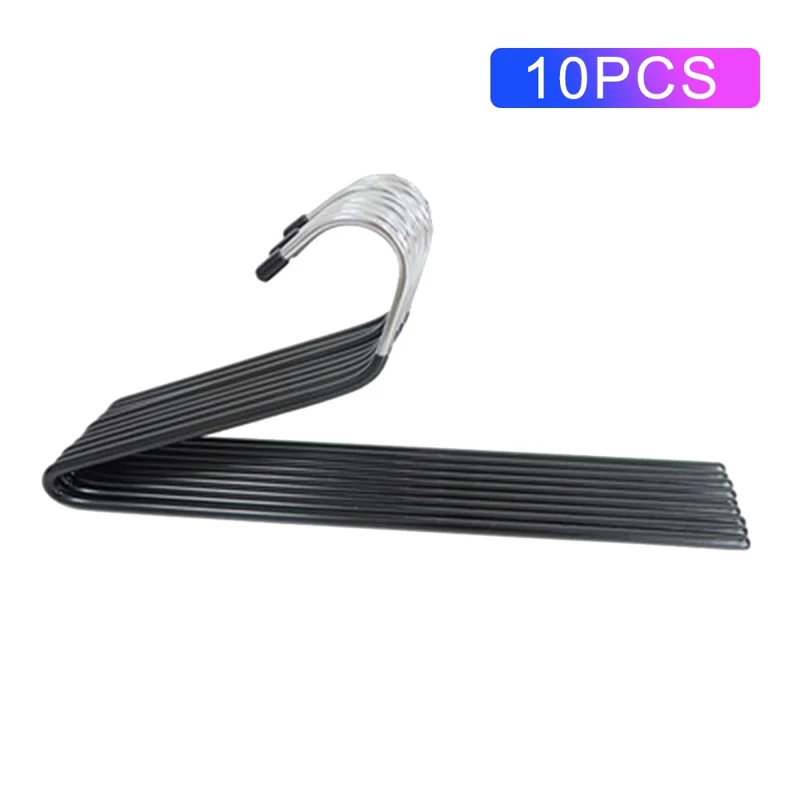 10Pcs 29cm Multifunctional Z-shaped Trouser Rack Goose Clothes Pants Hanger Non-slip Storage Racks - Obverse / Black