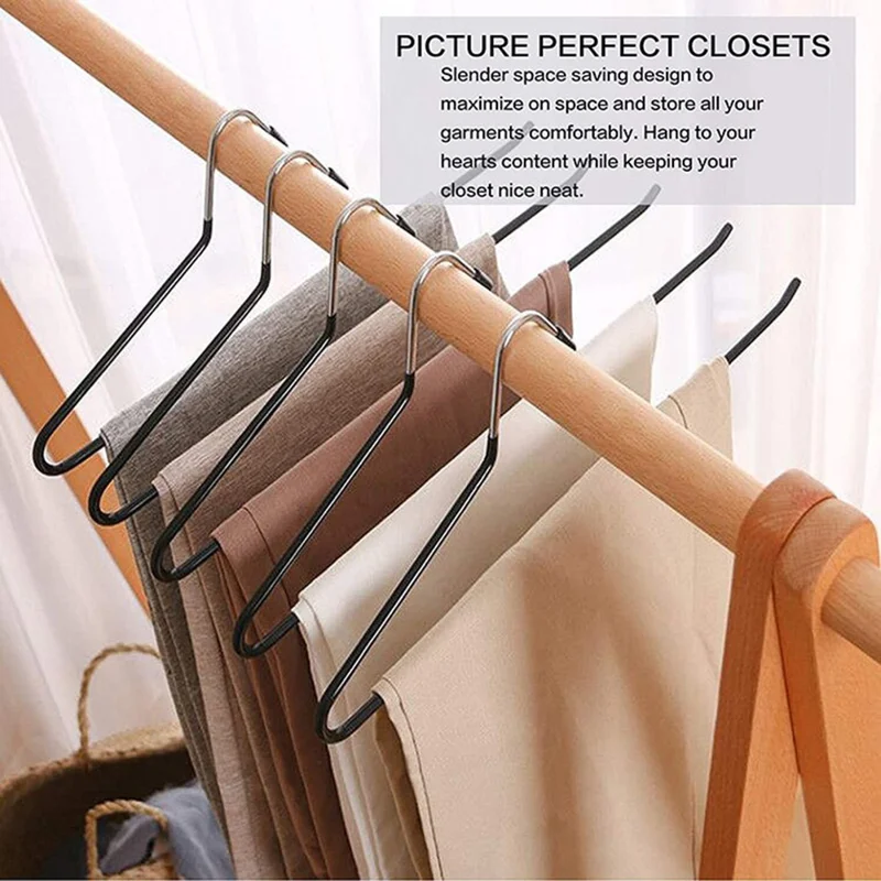 10Pcs 29cm Multifunctional Z-shaped Trouser Rack Goose Clothes Pants Hanger Non-slip Storage Racks - Obverse / Black