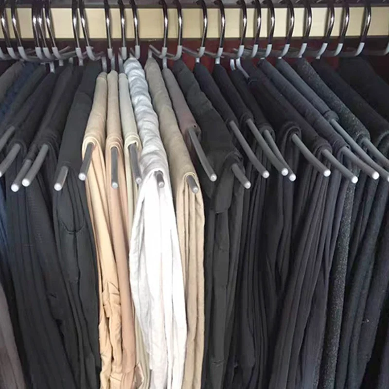 10Pcs 29cm Multifunctional Z-shaped Trouser Rack Goose Clothes Pants Hanger Non-slip Storage Racks - Obverse / Black
