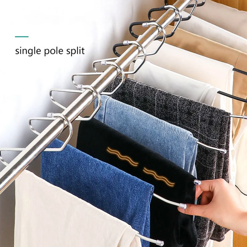10Pcs 29cm Multifunctional Z-shaped Trouser Rack Goose Clothes Pants Hanger Non-slip Storage Racks - Reverse / Grey