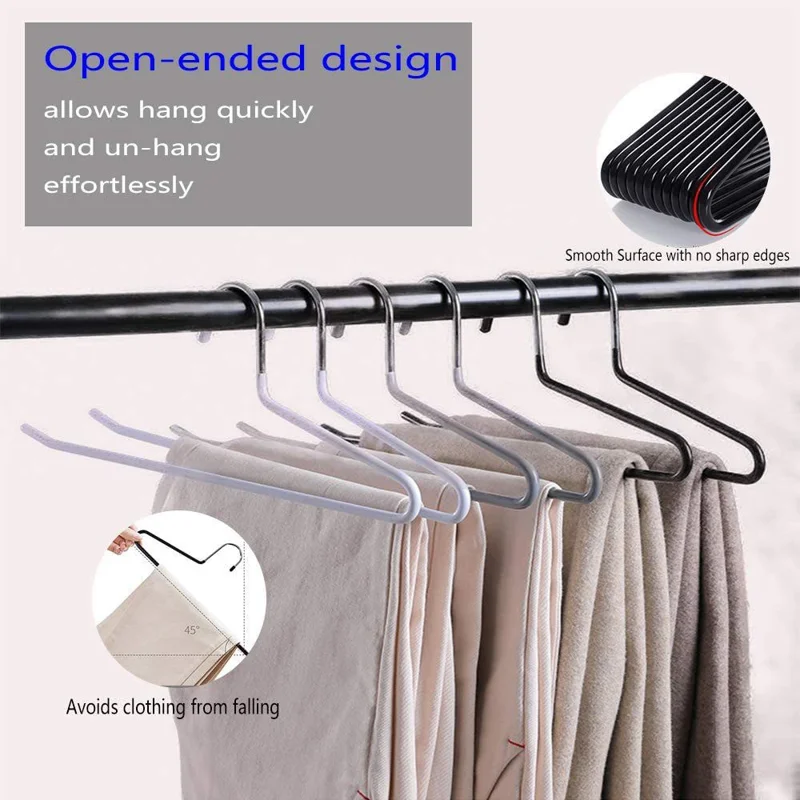 10Pcs 29cm Multifunctional Z-shaped Trouser Rack Goose Clothes Pants Hanger Non-slip Storage Racks - Reverse / Grey