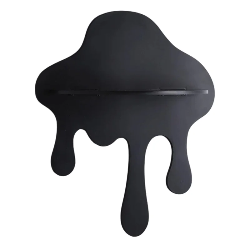 Cloud Shaped Floating Shelf Wall Mounted Modern Decorative Storage Rack No Drill Install - Black