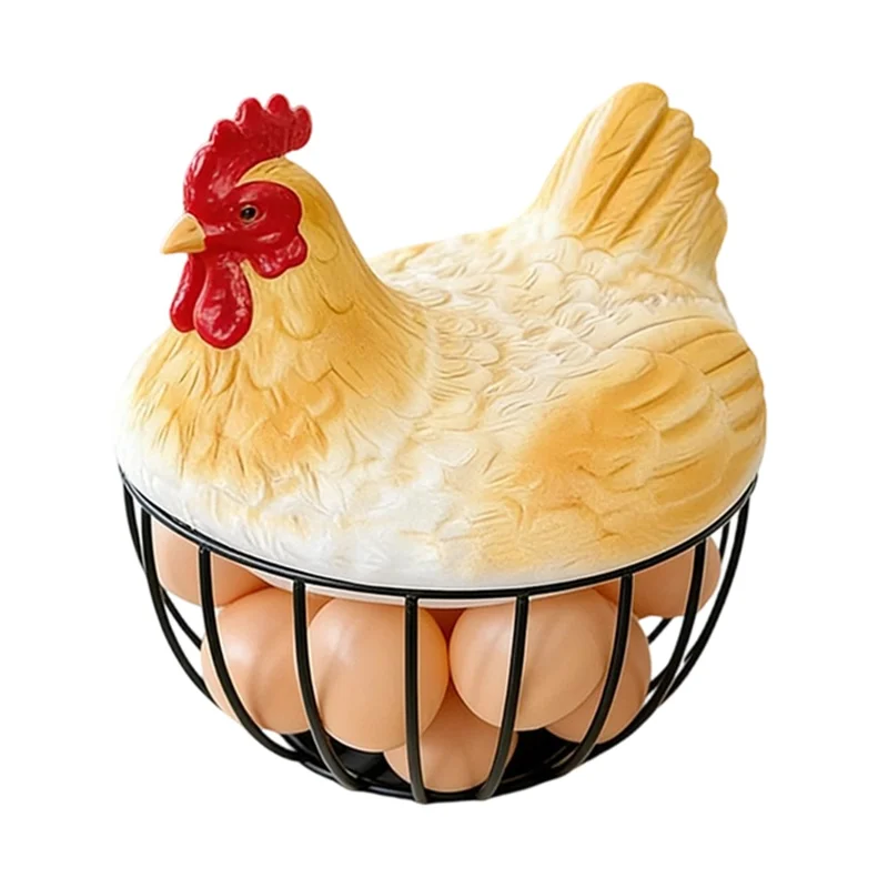 Creative Hen Egg Storage Basket Egg Nest Iron Wire Kitchen Fruit Vegetable Organizer Decorative Holder