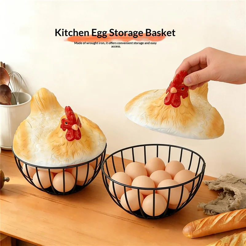 Creative Hen Egg Storage Basket Egg Nest Iron Wire Kitchen Fruit Vegetable Organizer Decorative Holder