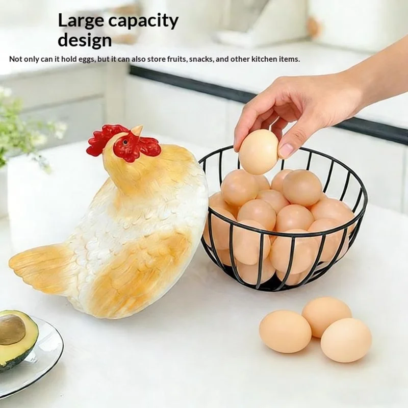 Creative Hen Egg Storage Basket Egg Nest Iron Wire Kitchen Fruit Vegetable Organizer Decorative Holder