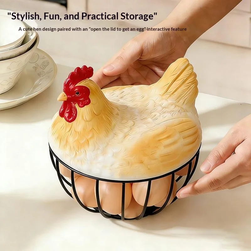 Creative Hen Egg Storage Basket Egg Nest Iron Wire Kitchen Fruit Vegetable Organizer Decorative Holder