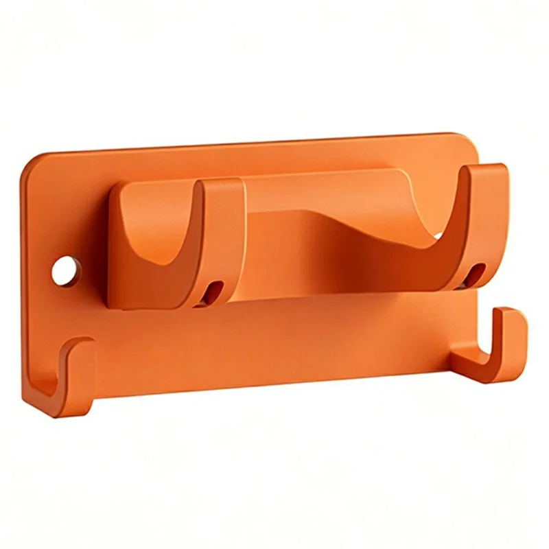 Double Layer Hook Wall Mount Storage Rack Multipurpose Tool Holder Hanger for Garden Kitchen Garage - Orange