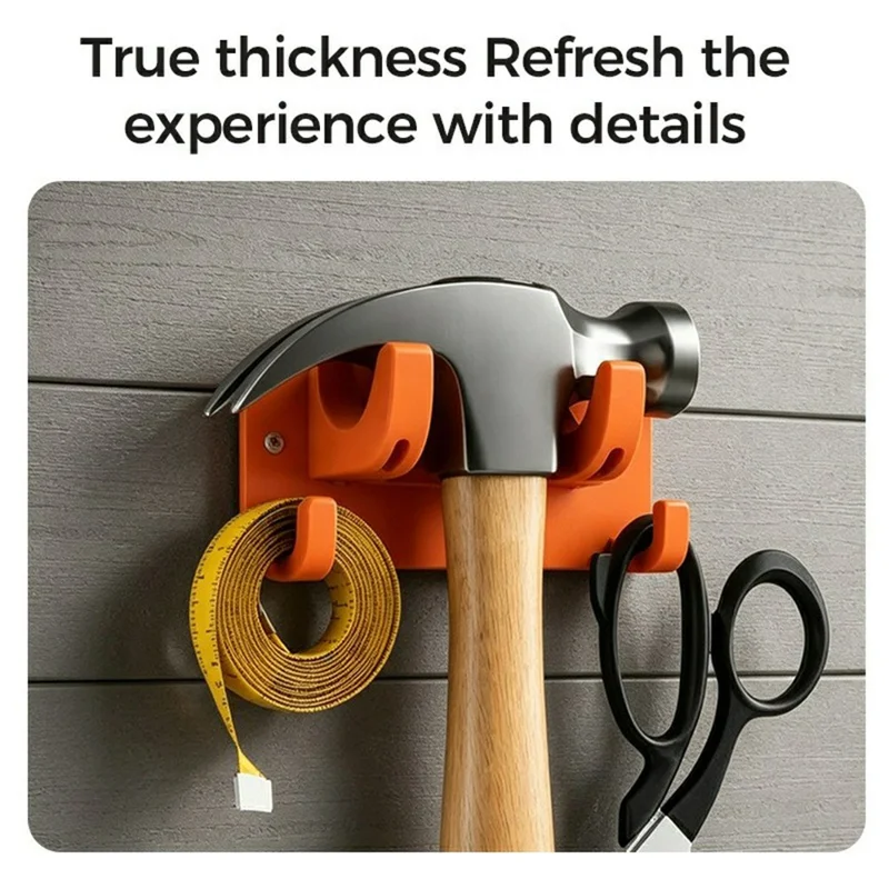 Double Layer Hook Wall Mount Storage Rack Multipurpose Tool Holder Hanger for Garden Kitchen Garage - Orange