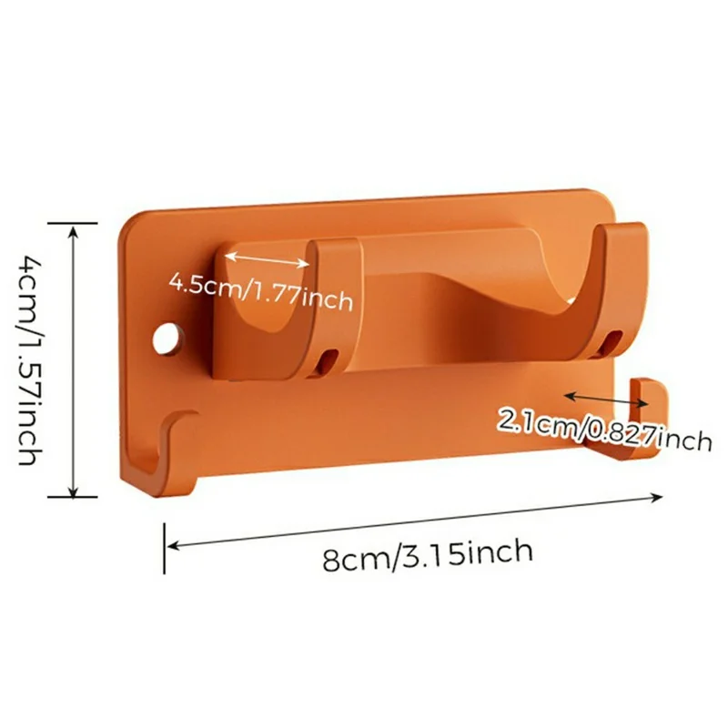 Double Layer Hook Wall Mount Storage Rack Multipurpose Tool Holder Hanger for Garden Kitchen Garage - Orange