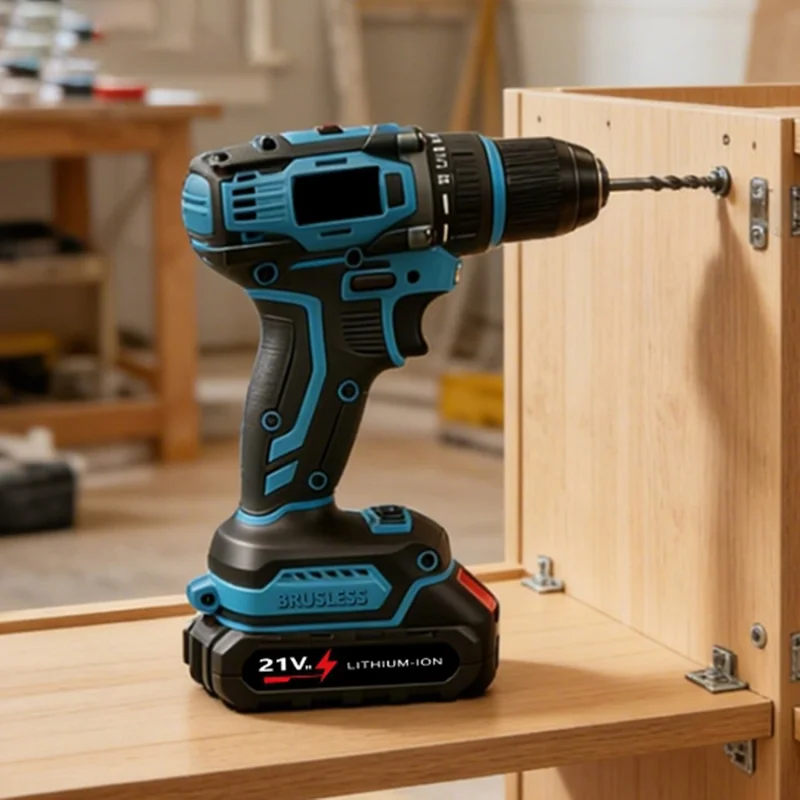 MDHL ML-201 Cordless Brushless Impact Drill 21V 60N.m 6000IPM Power Drill Set with Toolbox