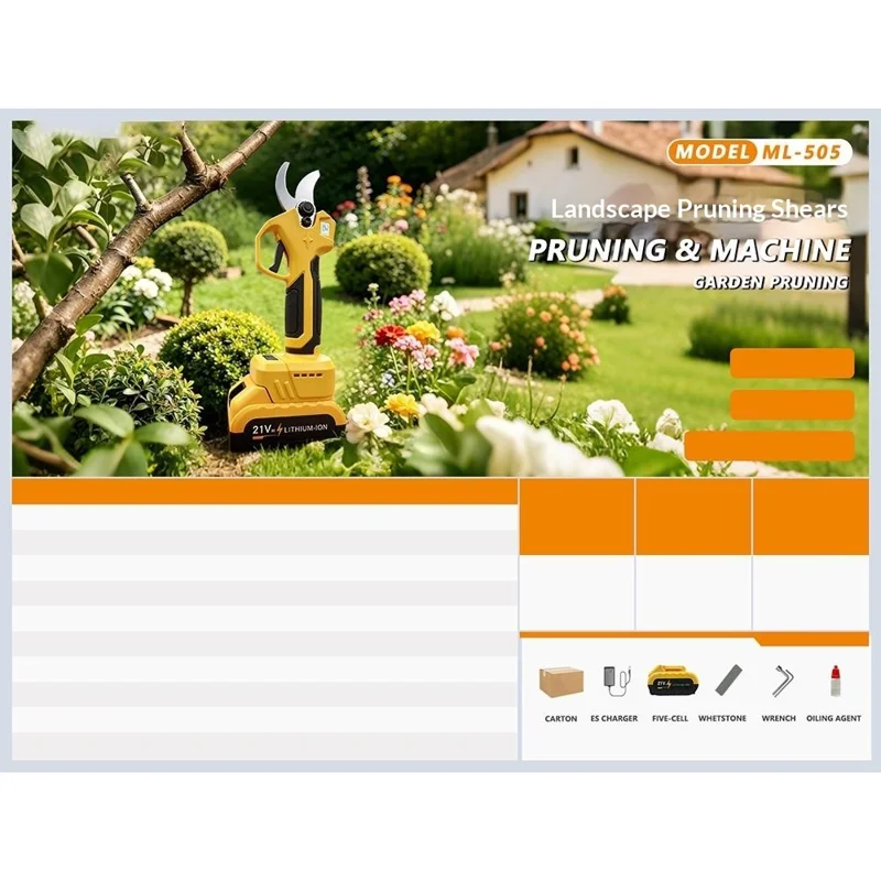 MDHL ML-505 2.8cm Cutting 21V Brushless Cordless Pruning Shears Digital Display for Garden
