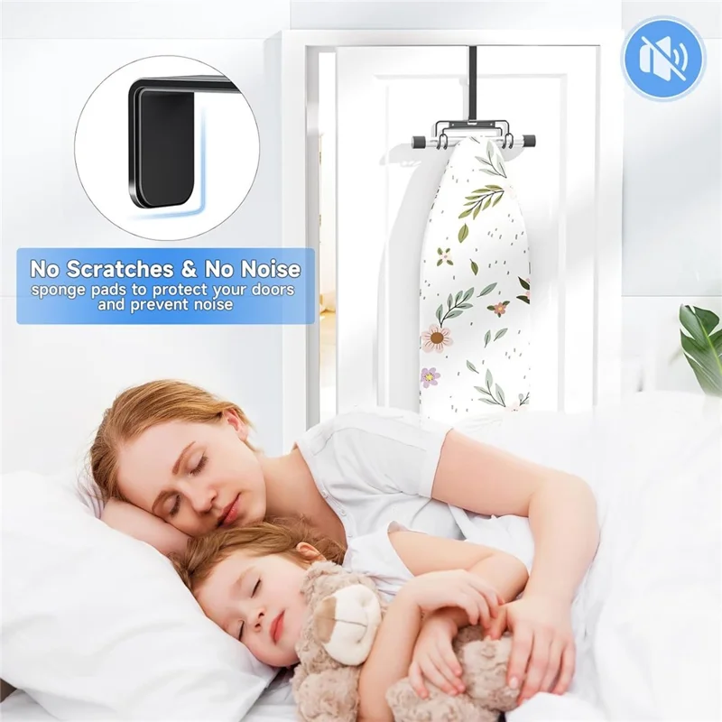 Over-the-Door Ironing Board Holder Wall Mounted Storage Rack Home Organizer - Black