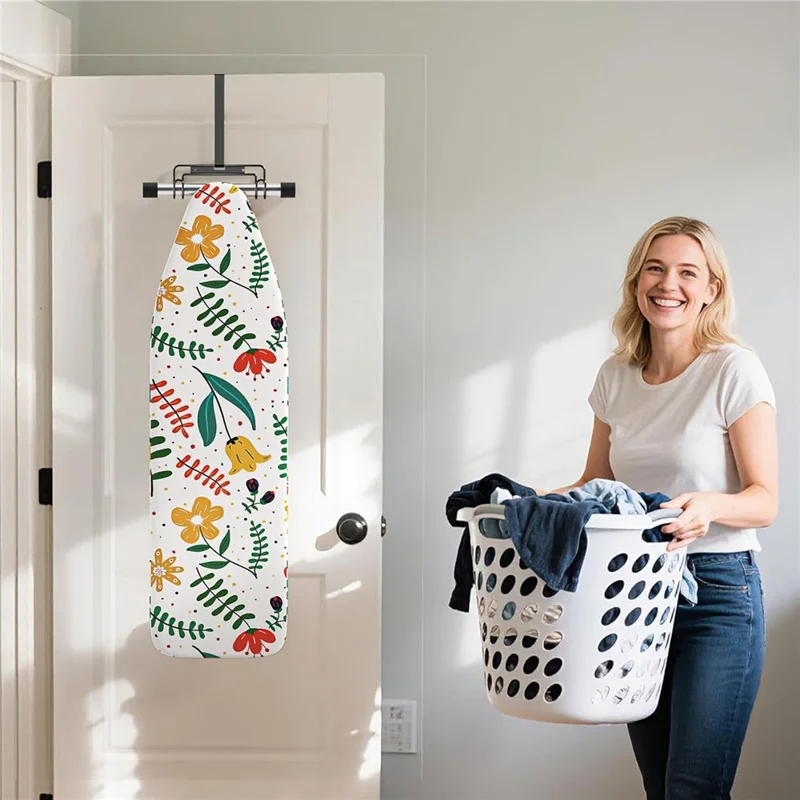 Over-the-Door Ironing Board Holder Wall Mounted Storage Rack Home Organizer - Black
