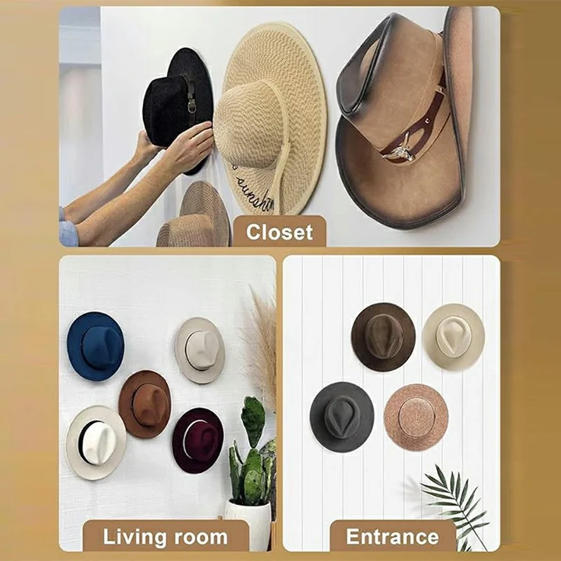 1Pc Wall Mounted Solid Iron Hat Hanger Rack Baseball Cap Storage Display Hook - Black