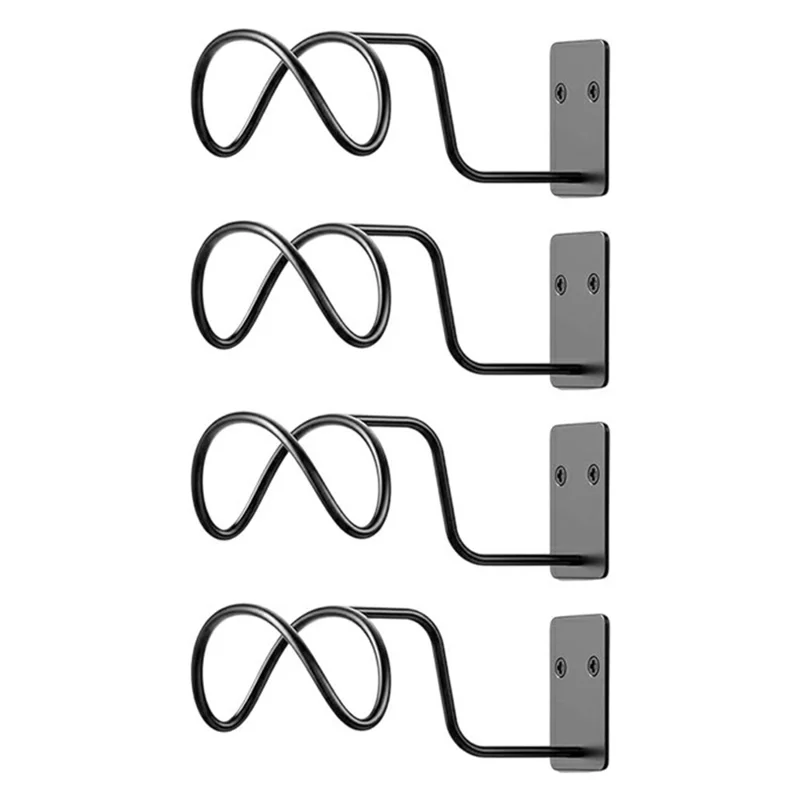 4Pcs Wall Mounted Solid Iron Hat Hanger Rack Baseball Cap Storage Display Hook - Black