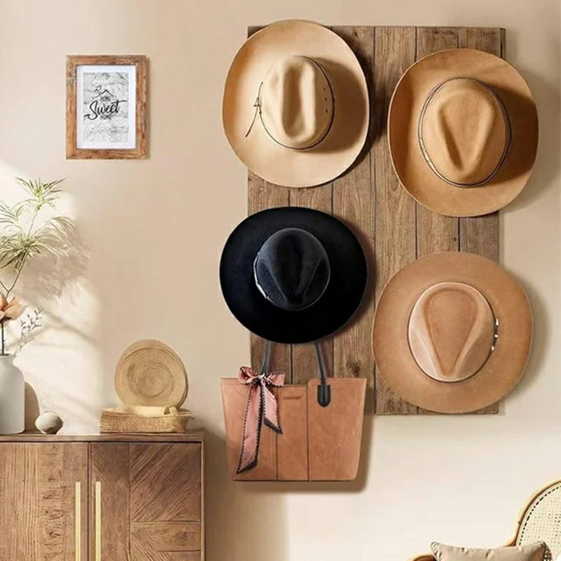4Pcs Wall Mounted Solid Iron Hat Hanger Rack Baseball Cap Storage Display Hook - Black