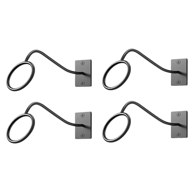 4Pcs Wall Mounted Hat Hook Rustproof Carbon Steel Circular Support Baseball Cap Rack - Black
