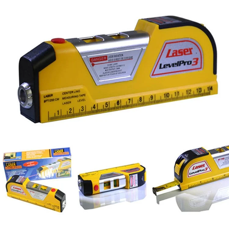Cinta métrica horizontal láser LV-02 Medida vertical Regla horizontal 4 en 1 Medidor láser de nivel cruzado Cinta métrica