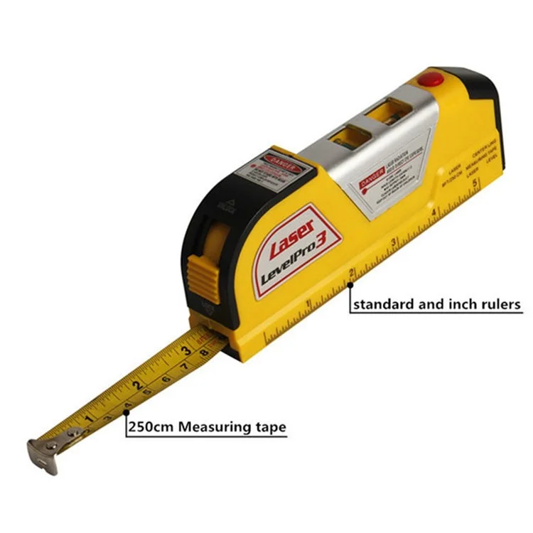 Cinta métrica horizontal láser LV-02 Medida vertical Regla horizontal 4 en 1 Medidor láser de nivel cruzado Cinta métrica