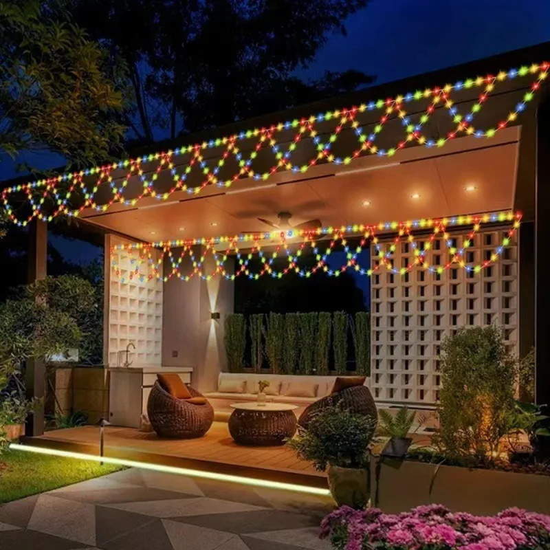 138 LEDs 4m USB LED String Lights Wave Shape 8 Modes IP44 Waterproof for Christmas Wall Hanging