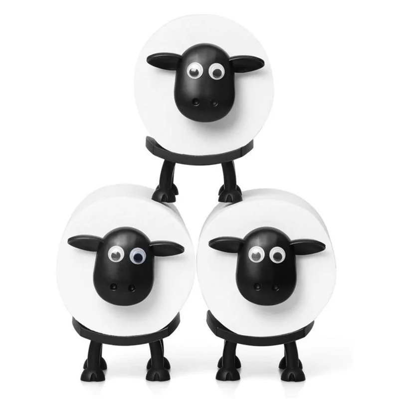3Pcs Cute 3D Sheep Shaped Toilet Paper Holders Tissue Roll Stand for Bathroom