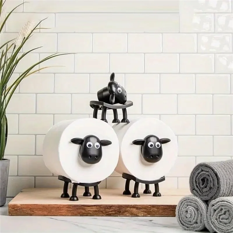 3Pcs Cute 3D Sheep Shaped Toilet Paper Holders Tissue Roll Stand for Bathroom