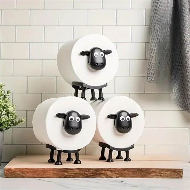 3Pcs Cute 3D Sheep Shaped Toilet Paper Holders Tissue Roll Stand for Bathroom