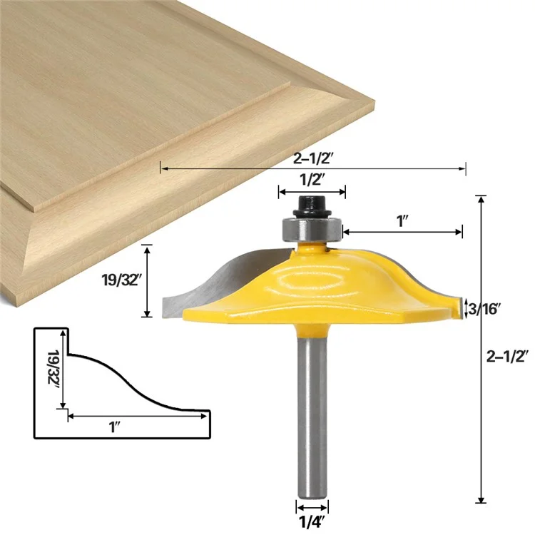 3pcs Router Bit Set 1 / 4 "strumento Per la Fresatura Per Macinazione da 4" Gambo in Legno Per la Falegname