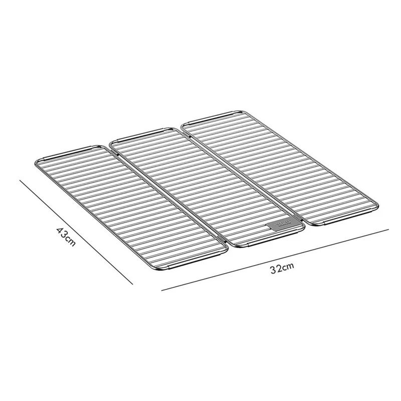 Sink Drying Rack 304 Stainless Steel Foldable Tri-fold Dish Drainer No Drill Installation Storage Organizer for Kitchen - Silver