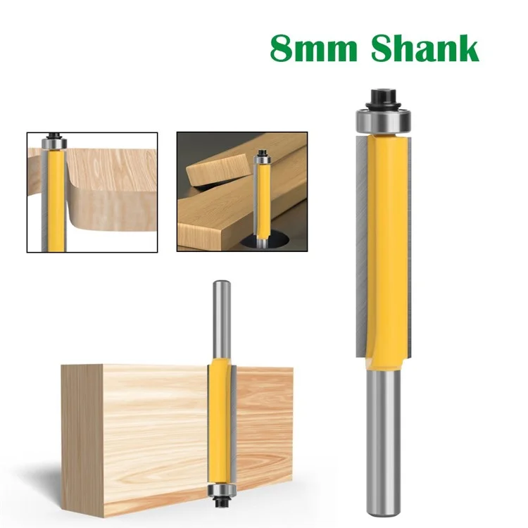 3Pcs / Set 8mm Shank Wood Trimmer Router Hard Cutter Woodworking Long Plunge Knife with Plastic Box