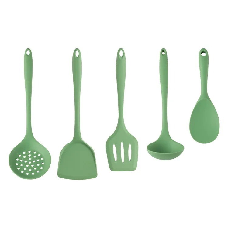 5Pcs / Set Kitchen Utensils Silicone Spatula Ladle Rice Spoon Kitchen Cooking Tools Kit (FDA Certificated, BPA Free)