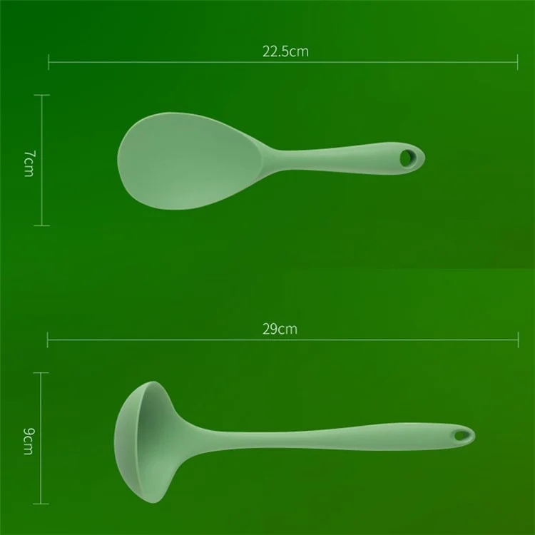 5Pcs / Set Kitchen Utensils Silicone Spatula Ladle Rice Spoon Kitchen Cooking Tools Kit (FDA Certificated, BPA Free)