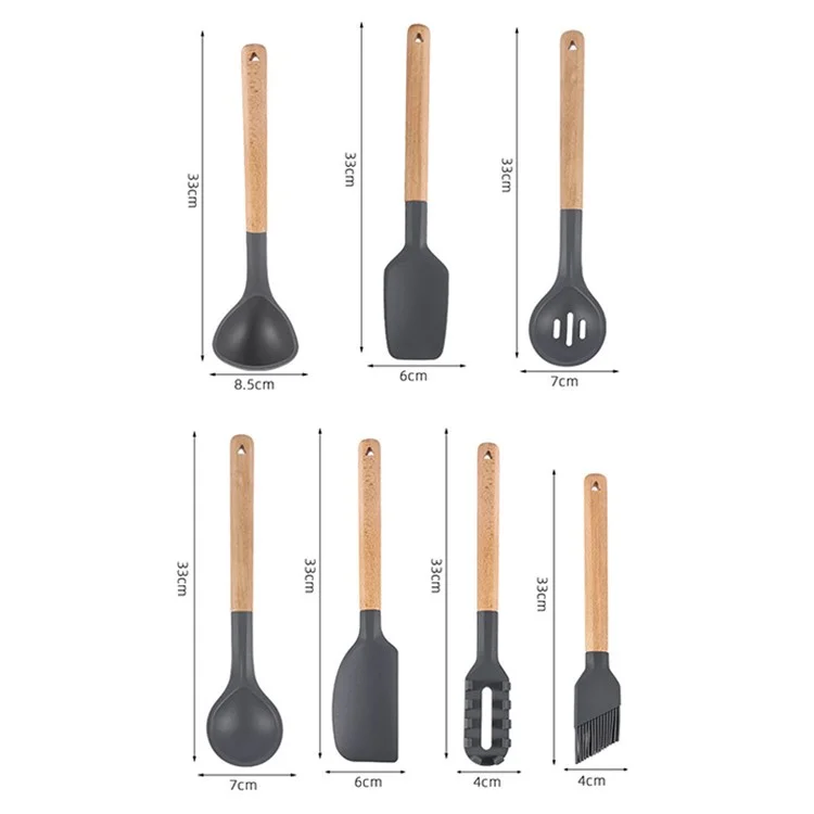 10Pcs / Set Silicone Cooking Utensils Spatula Filter Spoon Brush Cutlery Kit Kitchen Cookware (BPA-Free, FDA Certified)