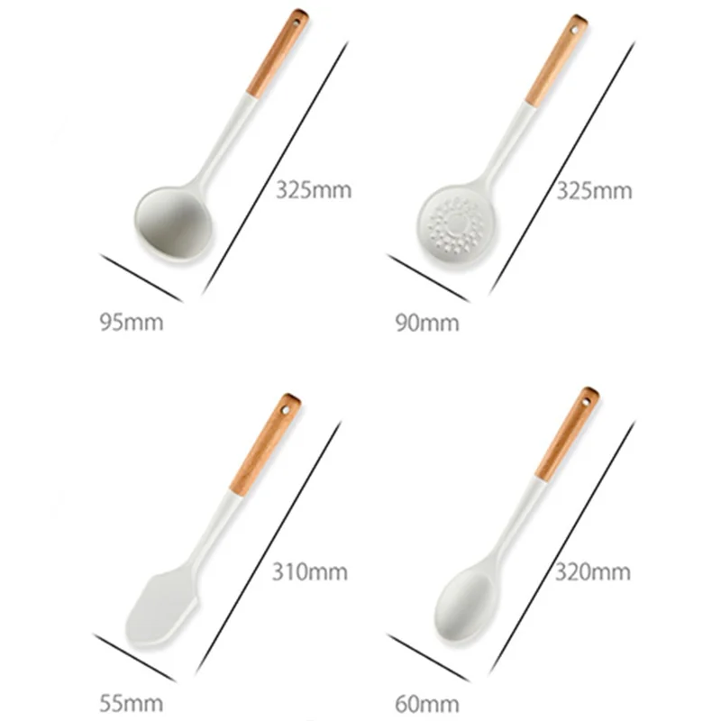 DS11209 12Pcs / Set Silicone Cooking Utensils Spatula Filter Spoon Brush Whisk Kitchen Cookware Kit (BPA-Free, FDA Certified)