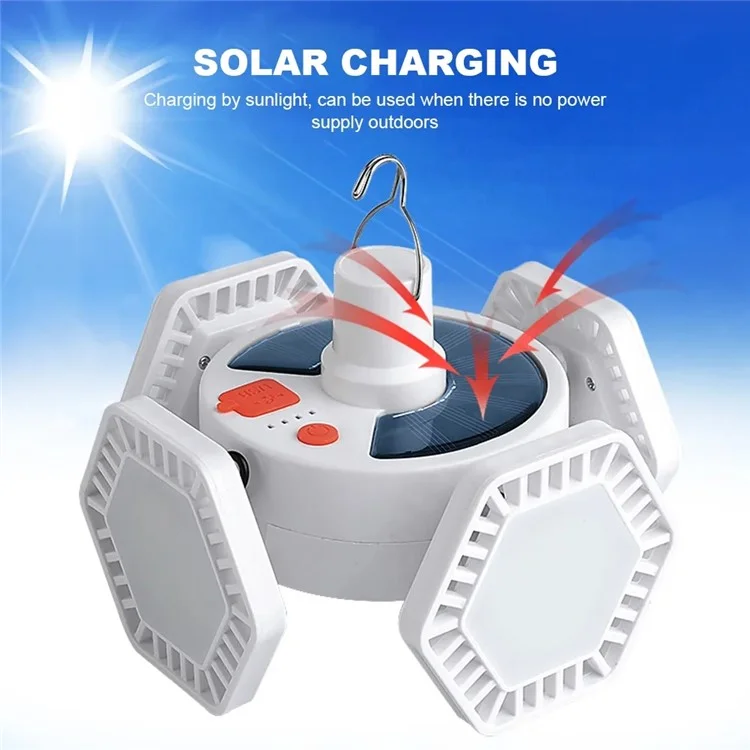 V169 4-Sided Outdoor Camping Lights Solar Charging Emergency Tent Lights Support Charging Phone (RC Version)