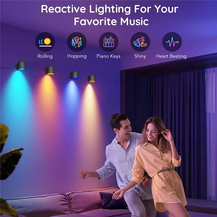 BLX-01 4Pack RGBIC LED Light Smart Wall Sconces Music Sync Home Decor Tuya WiFi Wall Lights Work with Alexa - US Plug