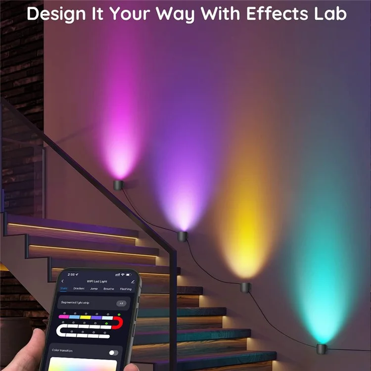 BLX-01 4Pack RGBIC LED Light Smart Wall Sconces Music Sync Home Decor Tuya WiFi Wall Lights Work with Alexa - US Plug
