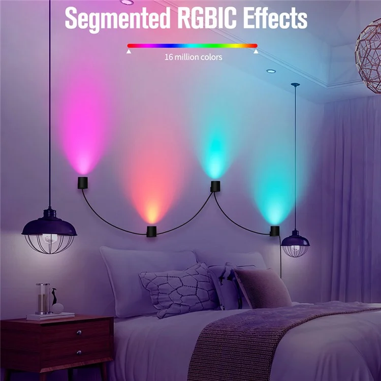 BLX-01 4Pack RGBIC LED Light Smart Wall Sconces Music Sync Home Decor Tuya WiFi Wall Lights Work with Alexa - US Plug
