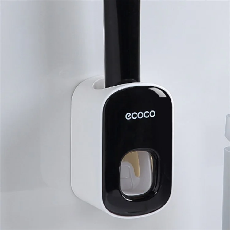 Dispensador de pasta de dientes montado en la pared ECOCO para baño, exprimidor automático de pasta de dientes para niños y adultos - Negro
