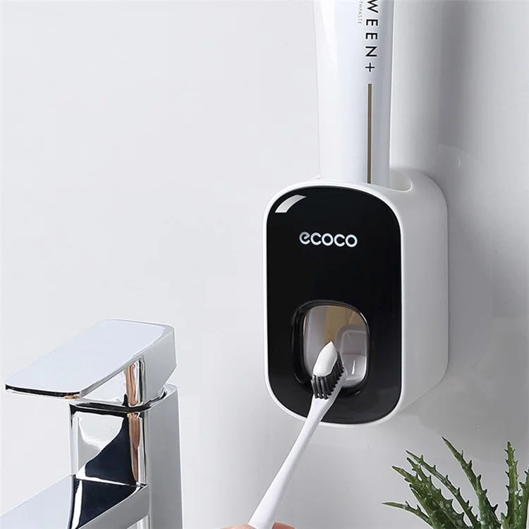 Dispensador de pasta de dientes montado en la pared ECOCO para baño, exprimidor automático de pasta de dientes para niños y adultos - Negro