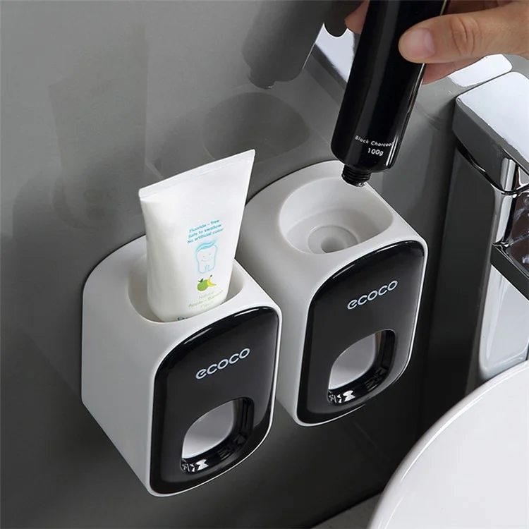 ECOCO Wandmontierter Zahnpastaspender für das Badezimmer, automatischer Zahnpastaquetscher für Kinder und Erwachsene - Grau