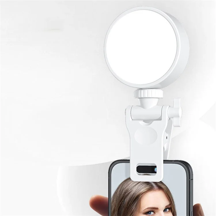K-36 Clip-On Ring Light Rechargeable LED Selfie Fill Light per Cellulare, Laptop, Tablet, Fotocamera