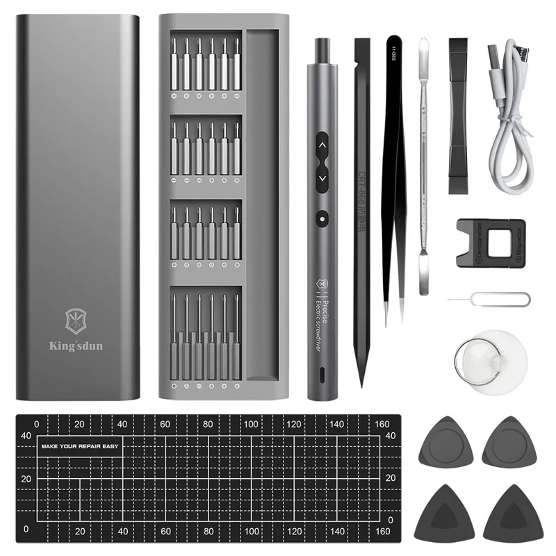 KING'SDUN 62-in-1 Handheld Screwdriver Set with 48 Bits Portable Metal Precision Screwdriver with LED Light