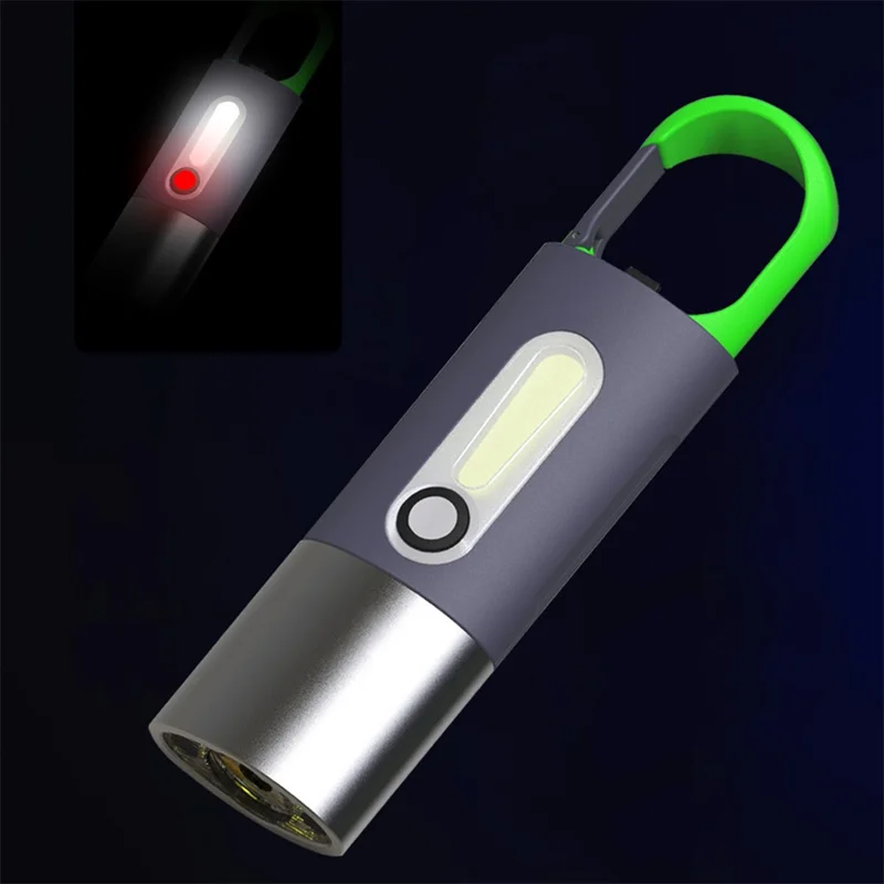 901 Mini Outdoor Camping Multifunctional Keychain LED+COB Light ABS Waterproof Flashlight