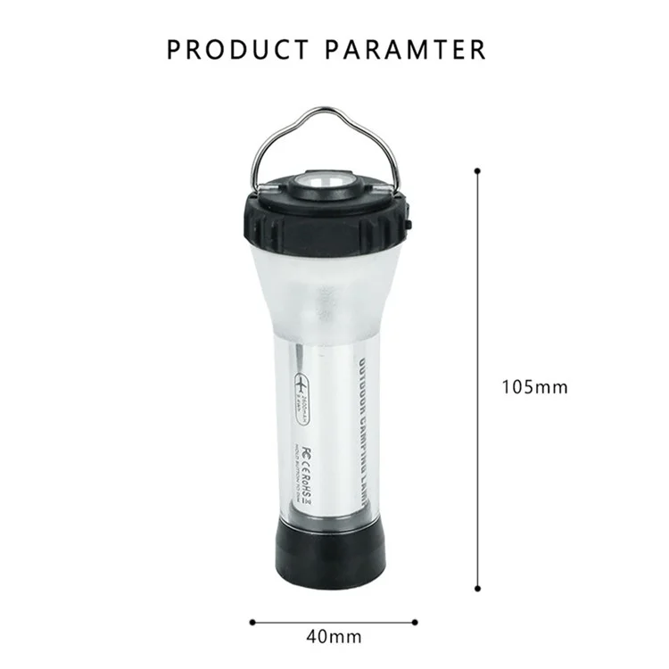 USB -wiederaufladbare Tischleuchte Laternenlampe Wasserdichtes Notfall Für Campen, Wandern, Angeln, Stromausfall - Schwarz