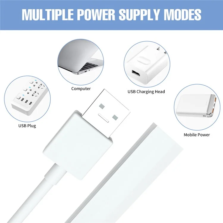 1469 20cm Gesture Sensor LED Bar Light Self-adhesive USB Night Light Infrared Induction Cabinet Lamp - Pure White