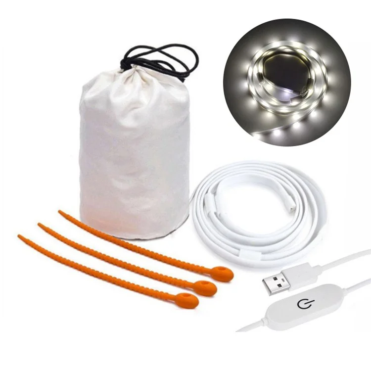 1,5 m 90-LED-Lichterkette Lampe Outdoor Single Color Beleuchtung Lampe mit 5V Touch-Steuerung - Weißes Licht