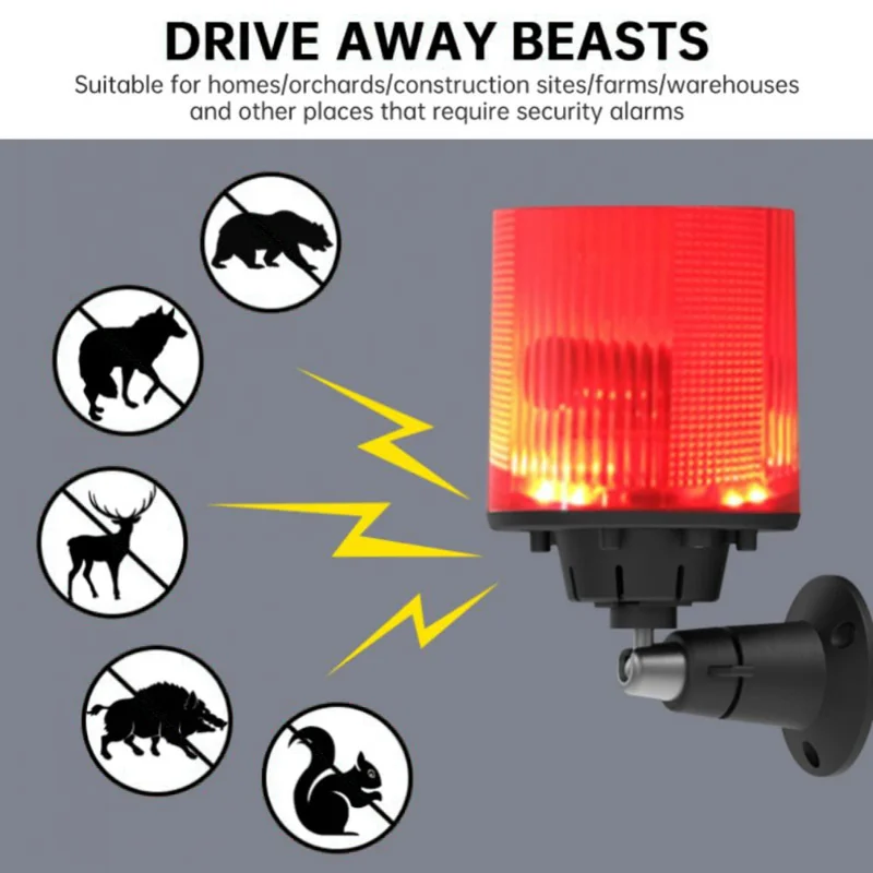 N911L Aufzeichnungsbare Solar-Powered Animal Repeller Alarm Licht Outdoor Garden Night Light